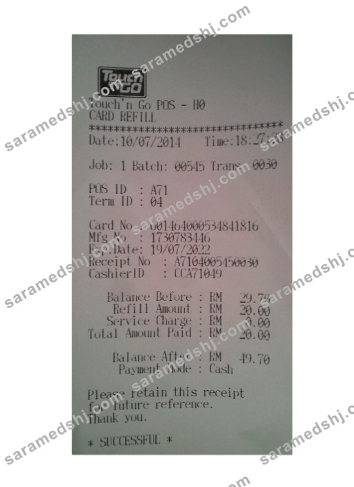 TOUCH'N GO receipt